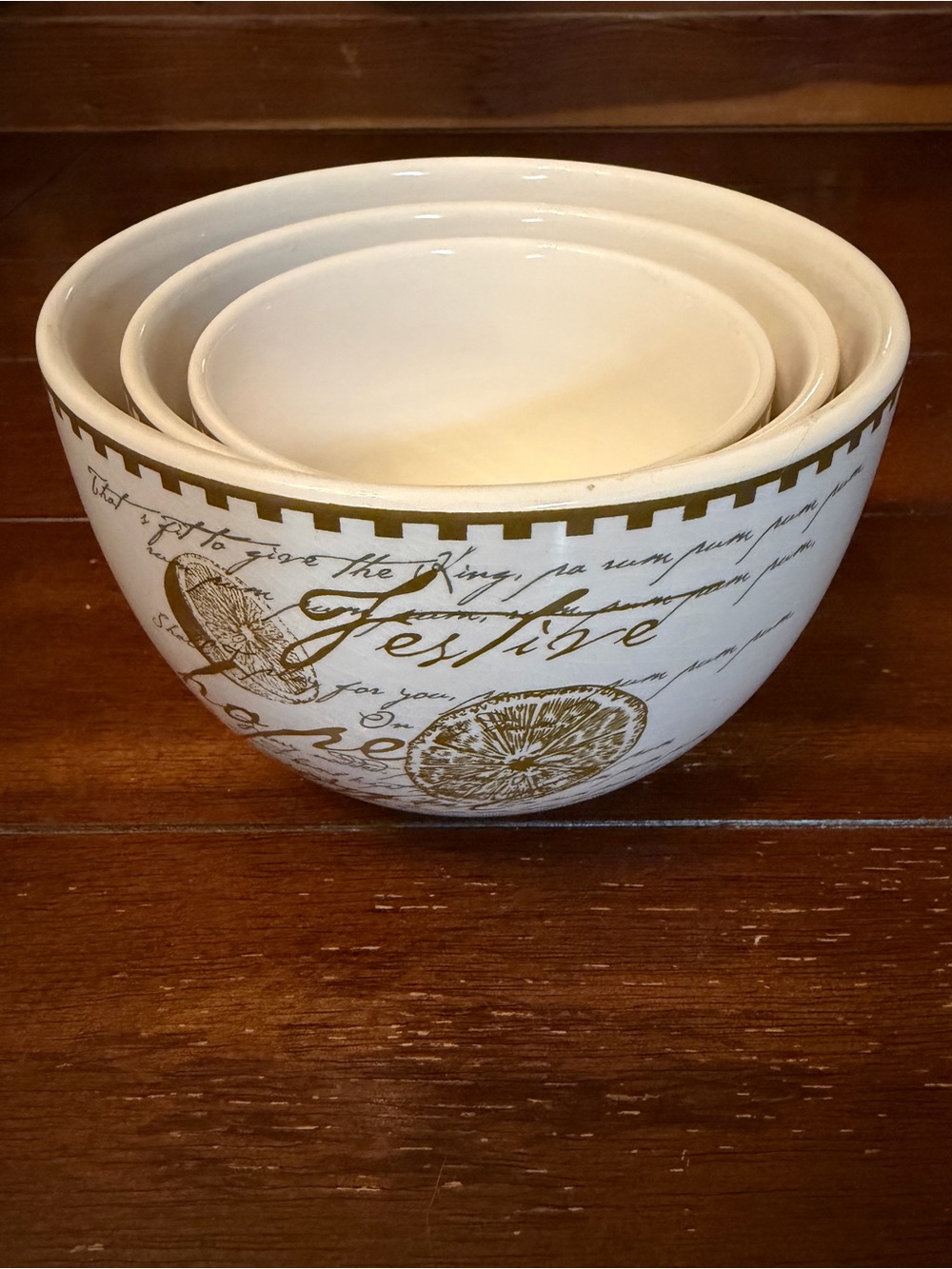 White Holiday Nesting Mixing Bowls - Set of 3 from Boston Warehouse